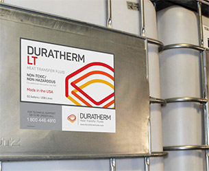 IBC del fluido térmico no tóxico Duratherm XL, ideal para procesos de calentamiento y enfriamiento por lotes.